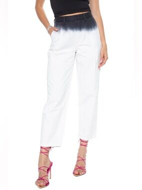 Blue Revival dip dye High-Waist Trousers - White to Black women’s size 27